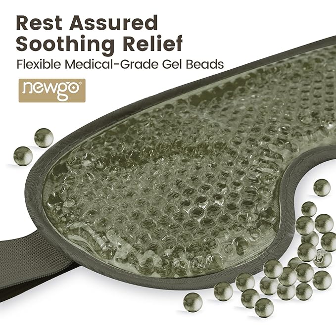 NEWGO Cooling Eye Mask for Puffy Eyes, Cold Eye Mask Eye Ice Pack for After Eyes Surgery, Tension Stress Relief, Itchy Eyes, Headaches, Dark Circles - Army Green