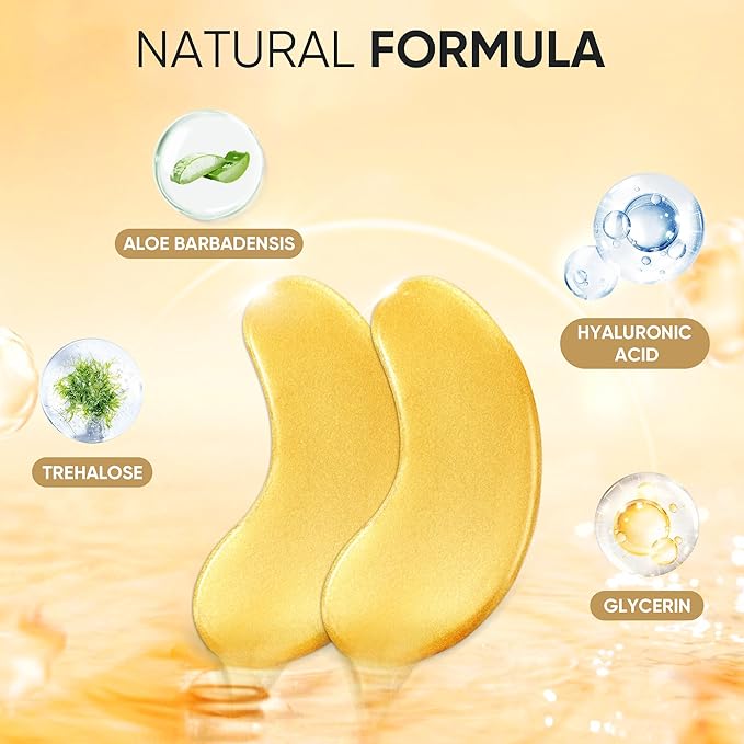 40 Pcs/20 Pairs 24K Gold Eye Mask Collagen Under Eye Mask Patches for Dark Circle Puffiness, Refresh, Revitalizing, Travel, Wrinkles, Gold Eye Patches