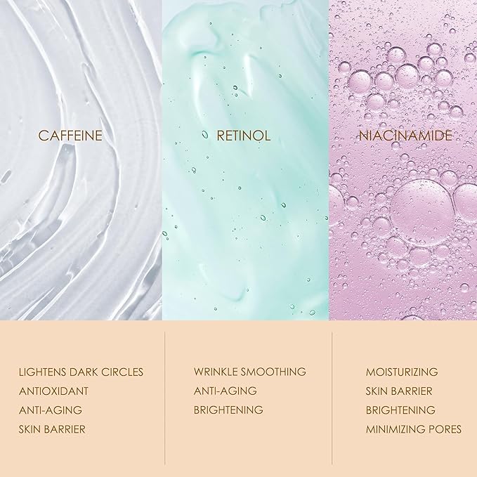 Eye Bags Treatment for Men: Eye Cream for Dark Circles, Caffeine Eye Cream, Eye Roller for Puffy Eyes, Puffy Eyes Treatment