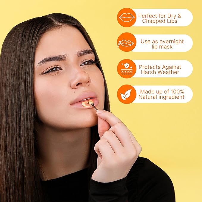 Original My Bee Balm Lip Balm - Peach Hydrating Balm Honey Pot for Dry, Chapped & Cracked Lips with Propolis, Honey & Vitamin E - Soften, Smooth & Reduce Lip Lines