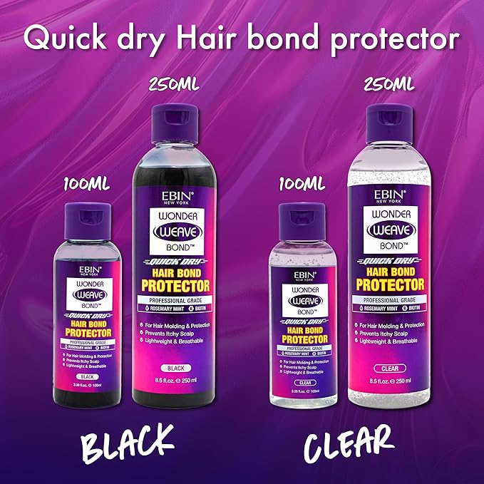 EBIN NEW YORK Wonder Weave Bond Hair Protector Black 4 Fl Oz – Hair Protectant For Quick Weave – Lightweight Scalp Shield with Rosemary Mint and Biotin