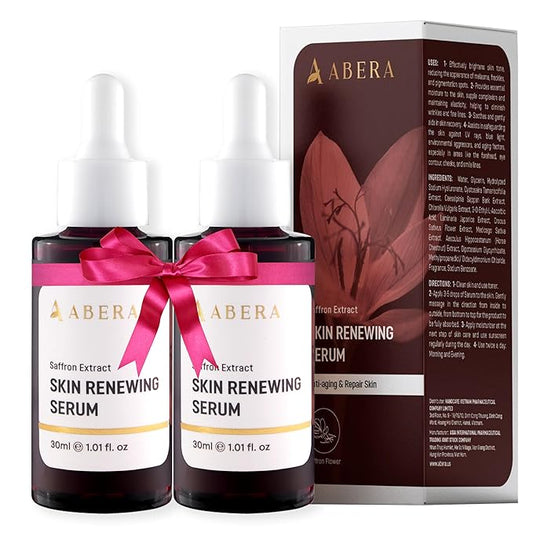 ABERA Saffron Serum For Melasma Treatment, Renewing for Face, Anti-Aging Treatment for Fine Lines & Wrinkles, High Potency Saffron Extract, Hydrating Serum, Dark Spot Remover (2 BOXES)