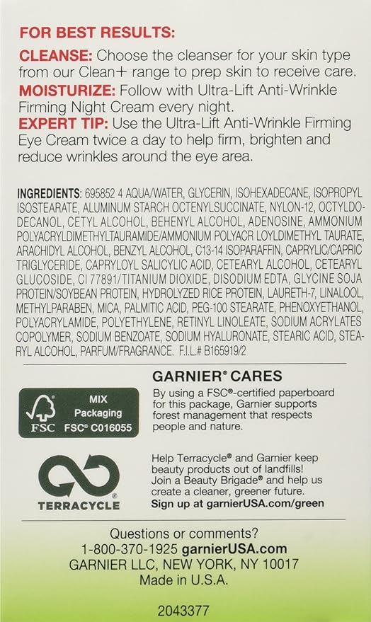 Garnier SkinActive Ultra-Lift Anti-Wrinkle Firming Night Cream, 1.7 oz.