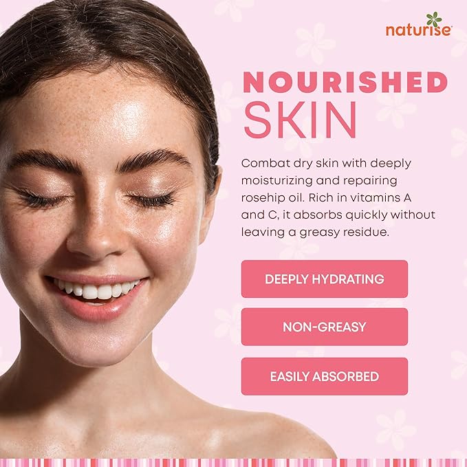 Organic Rosehip Seed Oil for Face, 100% Pure, Natural Cold Pressed Rose Hip Oil for Skin, Hair, Nails and Body Care (4 FL. OZ.)