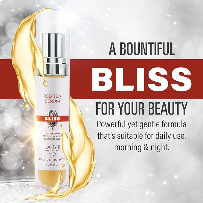 BLISS Red Tea Serum - Infused with Red Tea Extract & Hyaluronic Acid Face Serum - Face Tightening & Skin Firming for Radiant, Youthful Complexion - Diminish Dryness, Fine Lines & Wrinkles - (1oz)