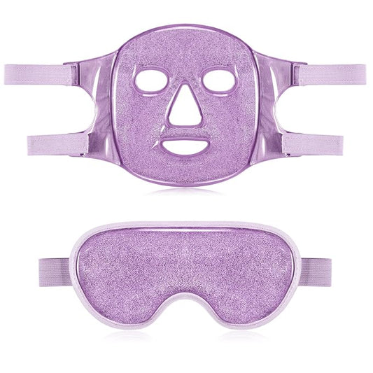Geyoga Gel Ice Face Eye Mask Cooling Face Eye Masks for Reducing Puffiness, Dark Circles, Redness, Pain Relief, Migraine, Stress, Hot/Cold Pack Compress with Soft Plush Backing(Purple)