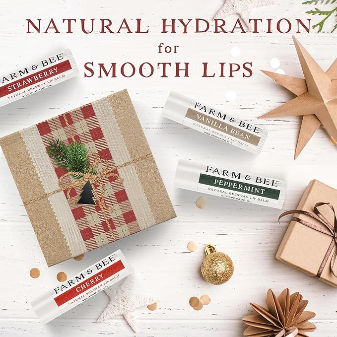 Natural Lip Balm – Stocking Stuffer - 4 Pack Gifts for Women & Men - Organic & Natural Ingredients - Moisturizing Lip Chapstick - Great Gift Idea for Women, Men, Boys, and Girls - 0.15oz (Pack of 4)