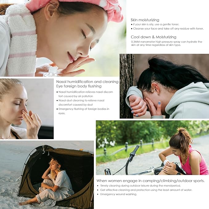 2 in 1 USB Electric Nano Mister, 0.06 MM Nanometer High Pressure Face Mister, Humidifier for Face, 170 Grams Nasal Cleansing Machine, Wound Cleaning Mist Sprayer, Feminine Care Mini Mister