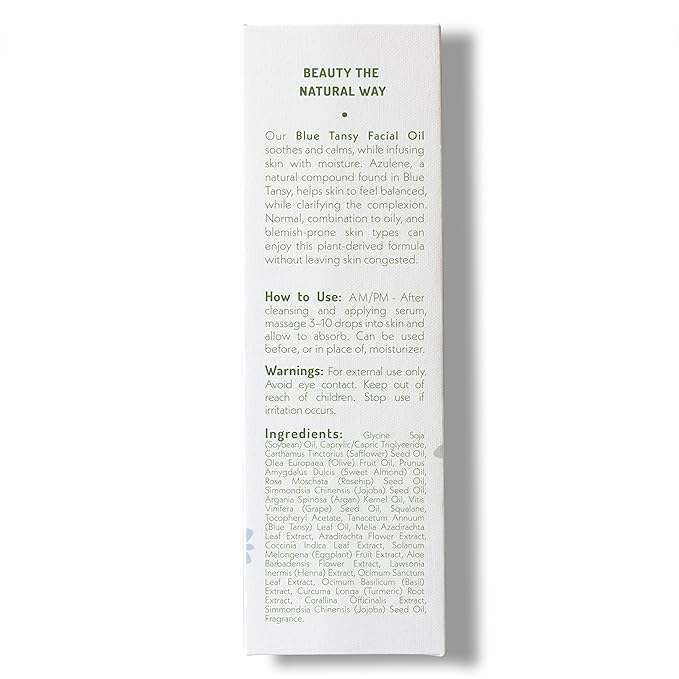 Eve Hansen Blue Tansy Facial Oil Moisturizer - Balancing Face Oil With Squalane, Rosehip, Turmeric, Vitamin E For Skin | Non-Greasy - 1.7 oz