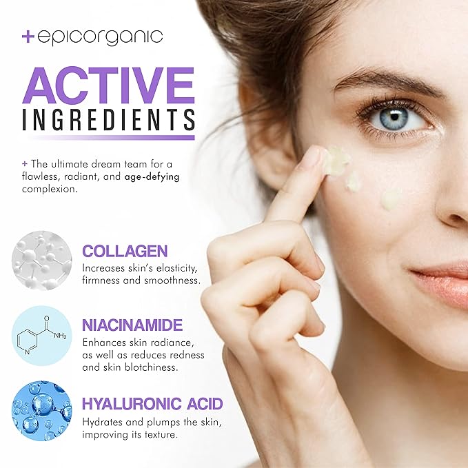 Epic Organic Night Repair | Anti Wrinkle Night Cream for Women | Anti Aging Night Cream with Hyaluronic Acid and Collagen | Night Moisturizer for Face | Day and Night Facial Skin Care | 1.7 oz