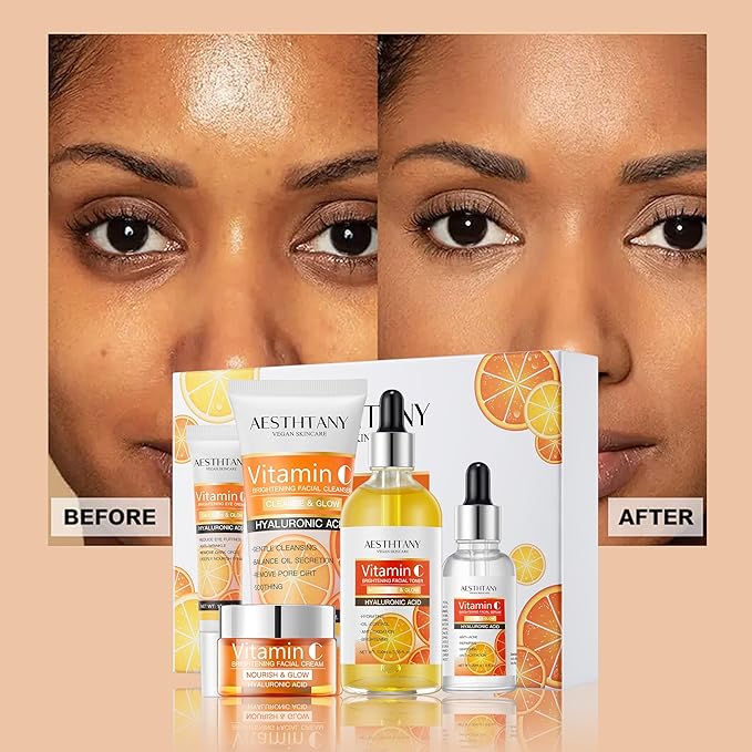 Vitamin C Skin Care Set Moisturizing Hyaluronic Acid Skin Care Kit 5PCS For Women Beauty Set Gift Set