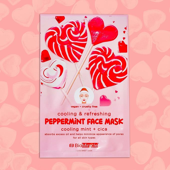 BioMiracle Cooling & Refreshing Peppermint Face Mask (10 Pack) (10 Sheets)