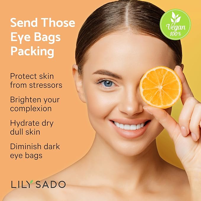 LILY SADO CITRUS KISS™ Eye Repair Cream - Antioxidant-Rich Natural Formula w/Peptides, Sodium Hyaluronate, and VITS C, B5 & E - Prevents Puffiness, Under-eye Wrinkles, Discoloration & Eye Bags - 1oz