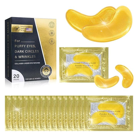 Under Eye Patches - Eye Mask for Puffy Eyes and Dark Circles, Eye Patches with Hyaluronic Acid & Collagen to Reduce Wrinkles and Relieve Pressure (20 Pairs)