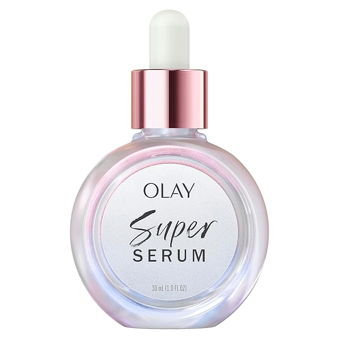 Olay Super Serum - Vitamin C & E, Niacinamide, Collagen Peptide, AHA - Glass Skin Care for Face - Brightening, Hydrating, Firming, Evens Tone, Smooths Fine Lines, Dark Spot Reduction, 1.0 Oz