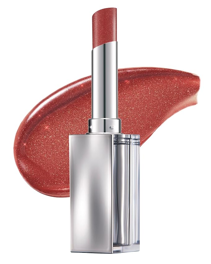 Glint Glow Lip Balm (Burnt Rose, 0.1oz) - Moisturizing Stain Lipstick with Shine for Natural Lips, Tinted Treatment. Luxurious Korean Skin Care Makeup. Chapped, Dry, Cracked Lips.