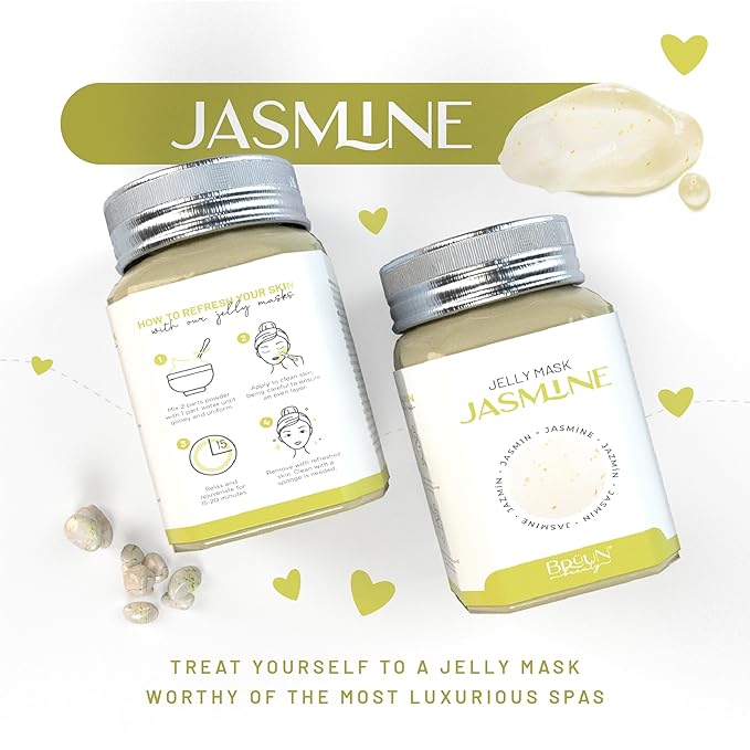BRÜUN Peel-Off Jazmine Jelly Mask for Face Care – A 23 fl oz Rubber Mask Jar for 30 to 35 Treatments – A Skin Care Moisturizing Gel Mask of Spa Set for Men, Women and Adults