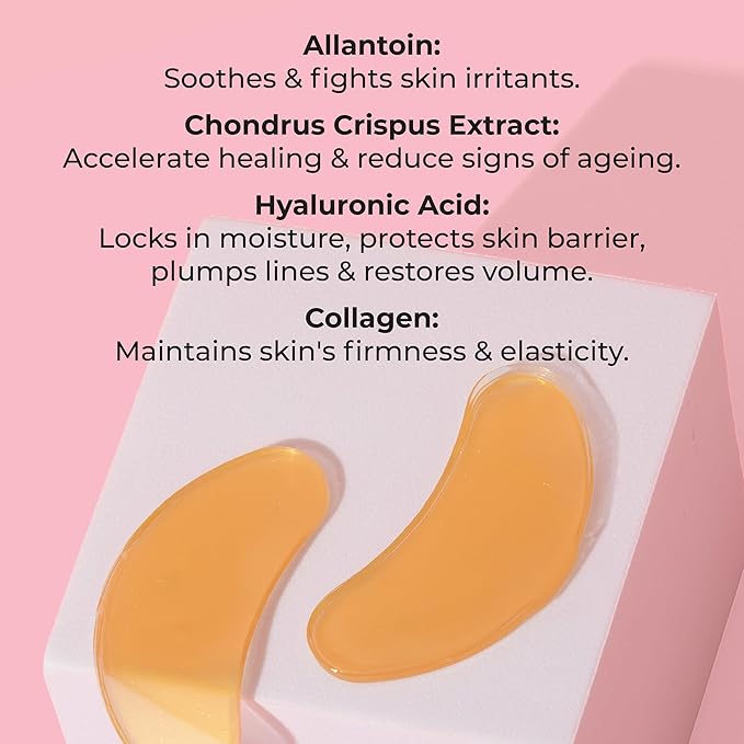 MCoBeauty Age Resist Active Gold Hydrogel Night Repair Eye Patches, Brightening & De-Puffing, with Collagen and Hyaluronic Acid, Vegan, Cruelty Free Cosmetics