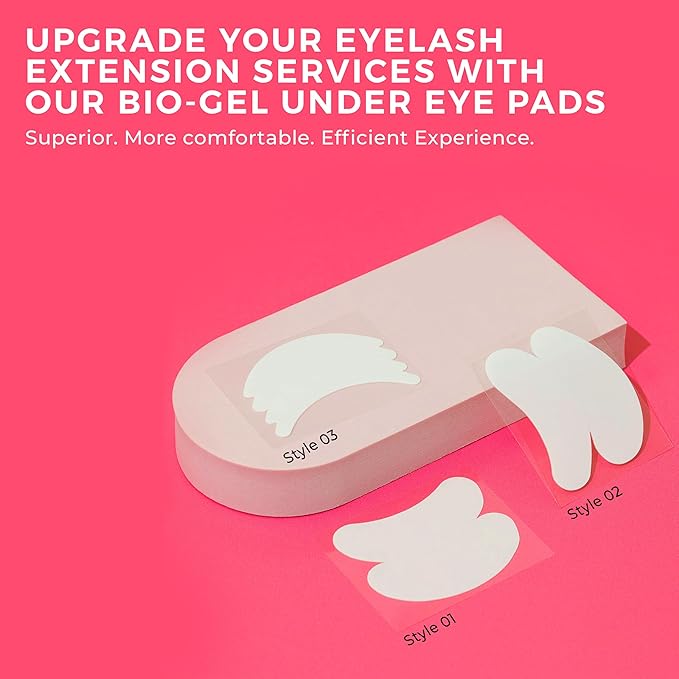 LLBA Biogel Eye Pads for Lash Extensions, Soft Sticky Under Eye Patches for Sensitive Skin, Eyelash Perm Lamination, Lash Extension Remover Supplies (10 Pairs, Style 3)