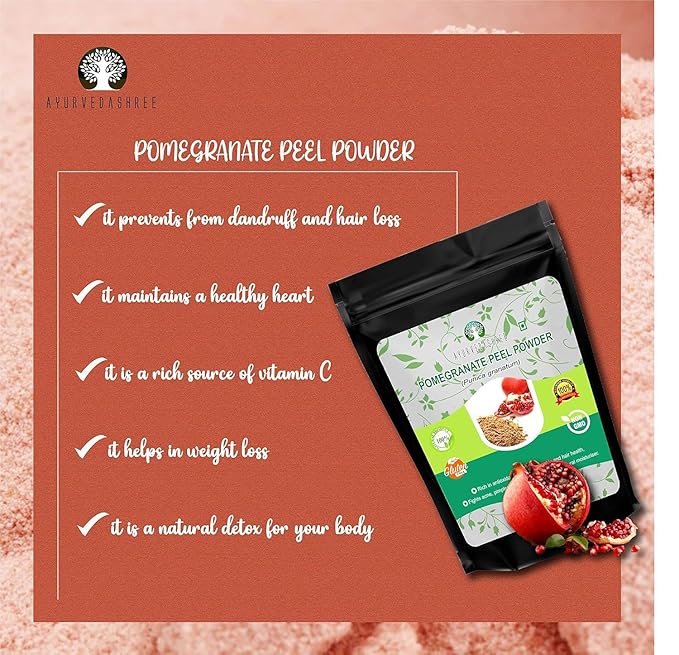 Pomegranate Peel Powder 100 Gm | Antioxidant for Skin | Promotes Youthful Skin | Natural Punica Granatum | Gluten Free & Non GMO | Skin Care