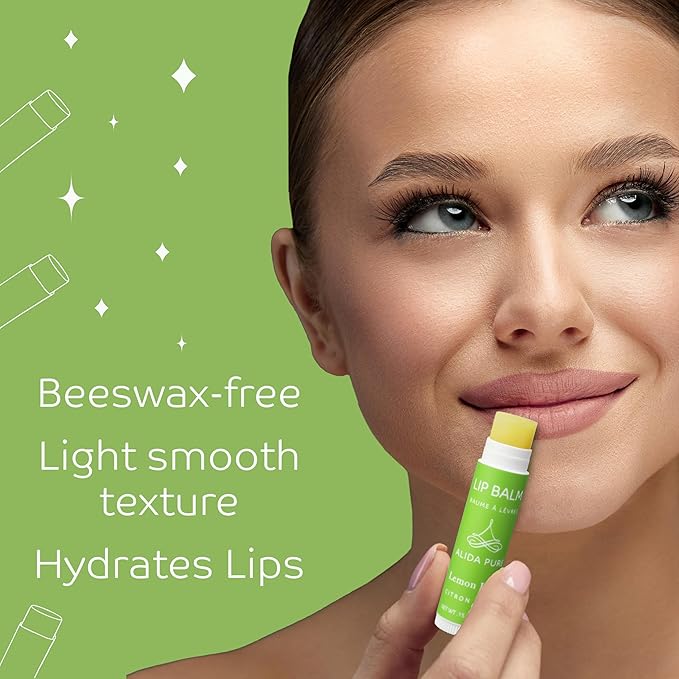 Lemon Lime Lip Balm Collection, Vegan Lip Balm Set, Bees Wax Free, Avocado Oil, Organic Jojoba Oil, Vitamin E, Moisturizer For Dry Cracked Lips, 3 Tubes per Set