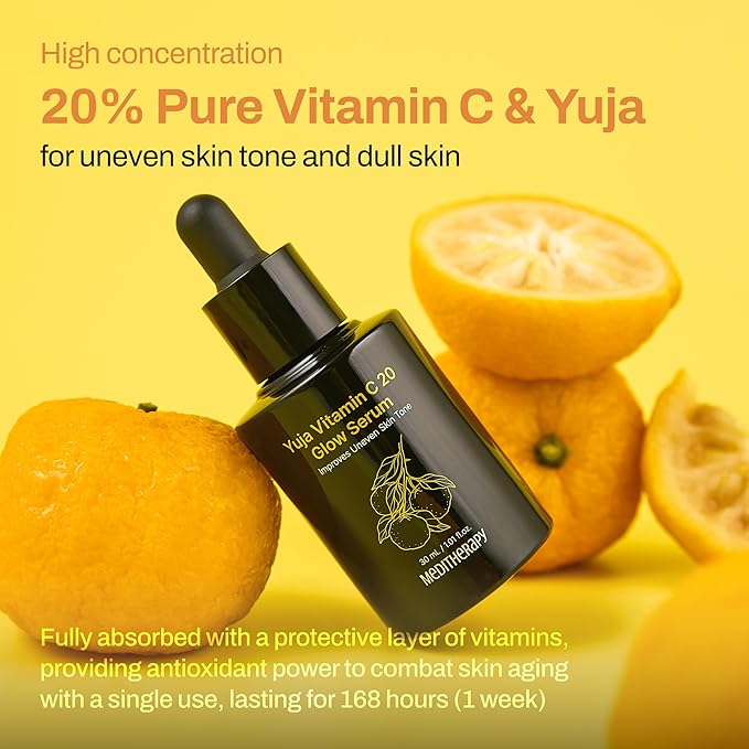 Yuja Vitamin C 20 Glow Serum - Korean Vitamin C Serum for Face with Yuja Oil - Dark Spot Correcting Glow Serum for Radiance, Enhancing Skin Clarity, and Improving Skin Tone and Elasticity -1.01 fl.oz