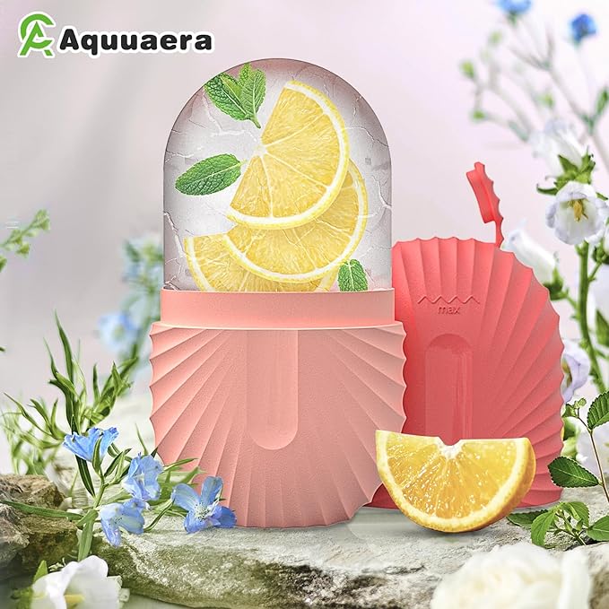 Ice Roller for Face and Eye，Ice Cube Roller Massager for Skin Women Care Tools, Naturally Conditioning De-Puff Eye Bags, Reduce Migraine Pain， Reusable Massage Silicone Ice Mold （Pink）