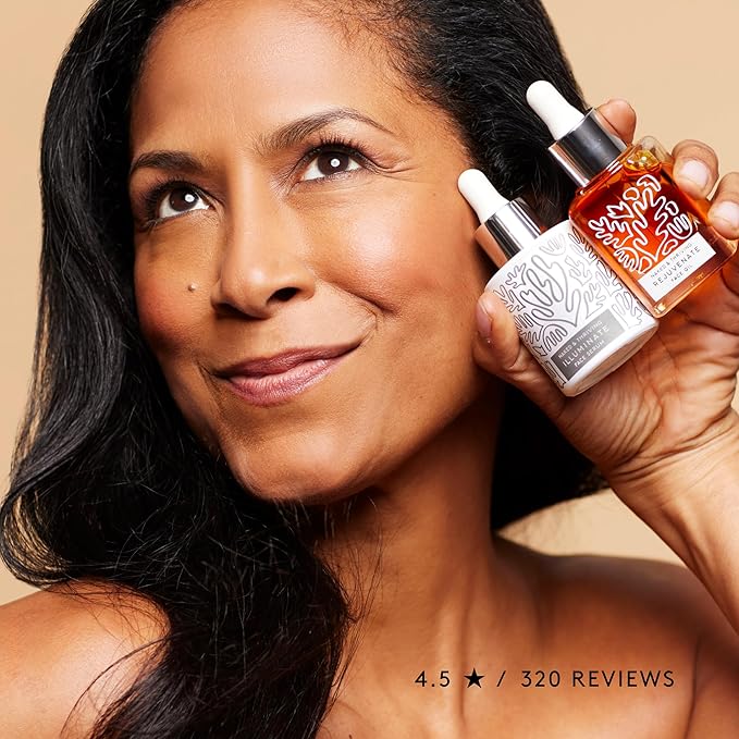 Naked & Thriving Super Glow Duo | Illuminate BC+ Serum (30 mL) + Rejuvenate Restorative Face Oil (35 mL) with Argan Oil, Sea Buckthorn Oil, Bakuchiol and Vitamin C (Set of 2)