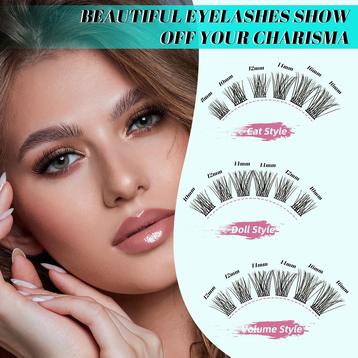 Lash Extension Kit Daybreak Lash Clusters kit Lash Bond and Seal Eyelash Remover and Lash Applicator for Diy Lash Extension Kit at Home by AMZGlRL(Daybreak,D-Mix8-16mm kit)