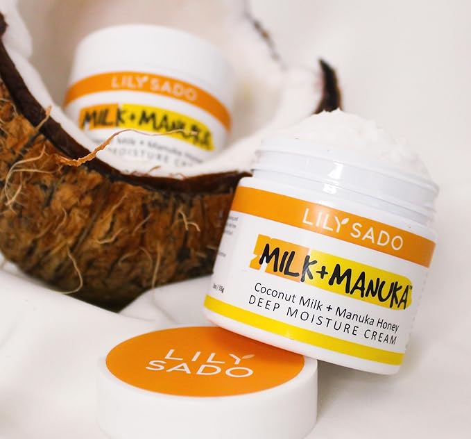 LILY SADO MILK+MANUKA™ Coconut Milk and Manuka Honey Natural Face Moisturizer - Non Greasy Organic Facial Cream with Cocoa Butter and Gotu Kola - Amazing Anti-aging Formula