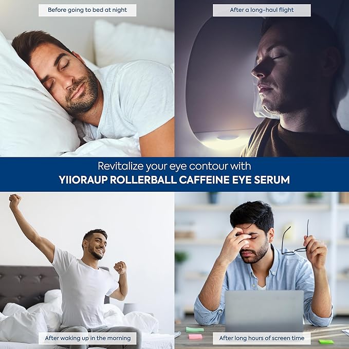 Eye Roller for Bags for Men: Men’s Caffeine Under Eye Cream for Puffy Eyes and Dark Circles Treatment – Cooling Stick Depuffer for Puffiness Reducer 0.45 fl. Oz.