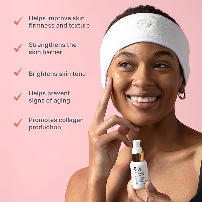 Groomie Peptide Serum for Face - Anti-Aging Facial Serum Helps Tighten & Firm Skin - Boosts Collagen & Elastin for Smooth & Supple Skin - Reduce Appearance of Hyperpigmentation & Uneven Skin Tone