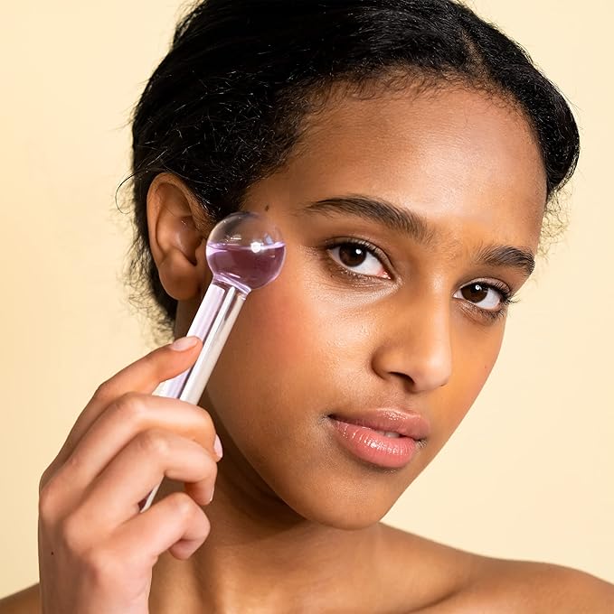 sundree Cooling Facial Globe | Freezer Safe Facial Massaging Ice Globe, Hand-Blown Glass