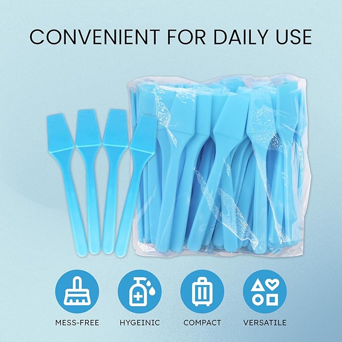 200pcs PANA Cosmetic Make Up Disposable Plastic 2.5" Spatulas Skin Care Facial Cream Mask Spatula (BLUE-200 Pieces in a Box)
