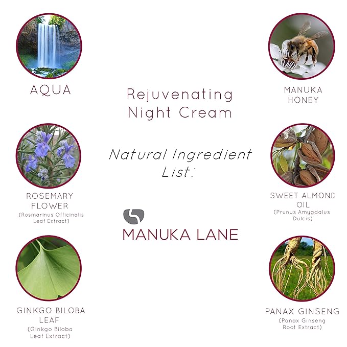 Manuka Lane Night Cream with Retinol, Manuka Honey, and Peptides Real Glowing Results for Youthful, Healthy Skin
