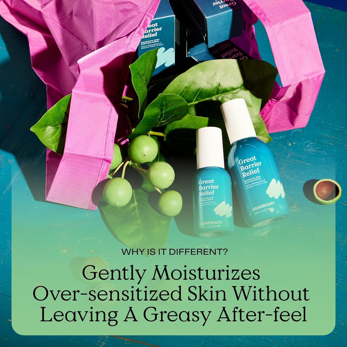 KraveBeauty Great Barrier Relief Duo, Soothing Skin Barrier Repair Serum, Contains Tamanu Oil to Soothe and Calm Redness, For All Skin Types, Vegan & Cruelty Free, 1.52 fl oz x2