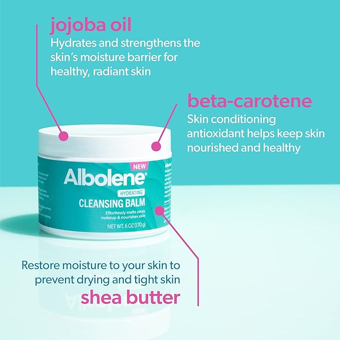 Albolene Cleansing Balm, Hydrating Makeup Remover and Face Wash with Shea Butter and Jojoba Oil, 6 fl oz, Packaging May Vary (Pack of 2)