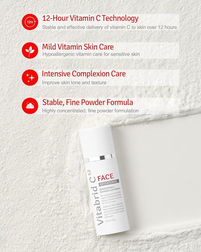 Vitamin C Boost Powder for Face with Niacinamide - 12 hours Active Vitamin C - Even Skin Tone, Age Defying, Minimizing Pores - Mix Powder with Serum & Cream, 0.04oz.