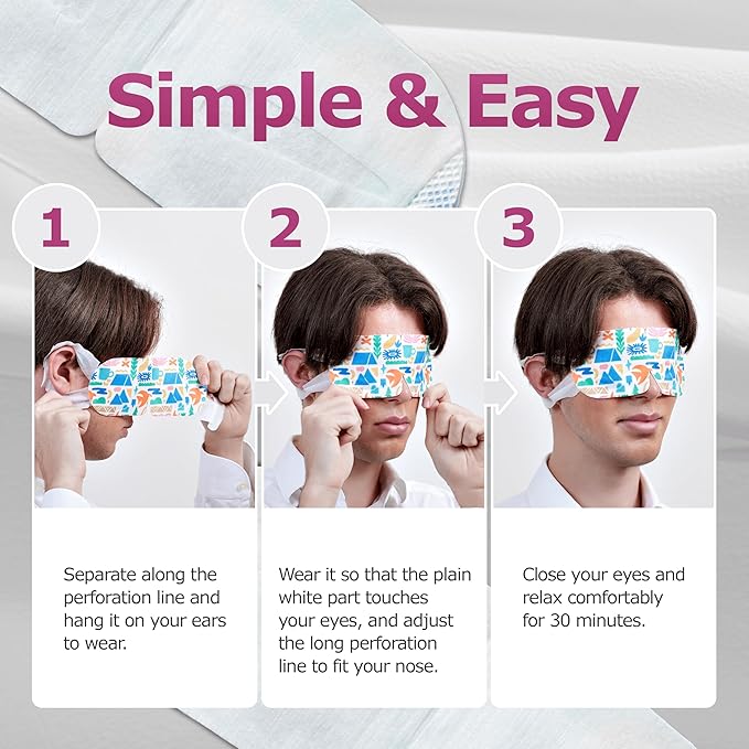 Steam Eye Mask 20 Pack – Warm Compress Eye Cover for Relief for Dry Eyes, Disposable, Sleeping Eye Heater, Spa, Relaxation, Made in Korea-TSA Compliant