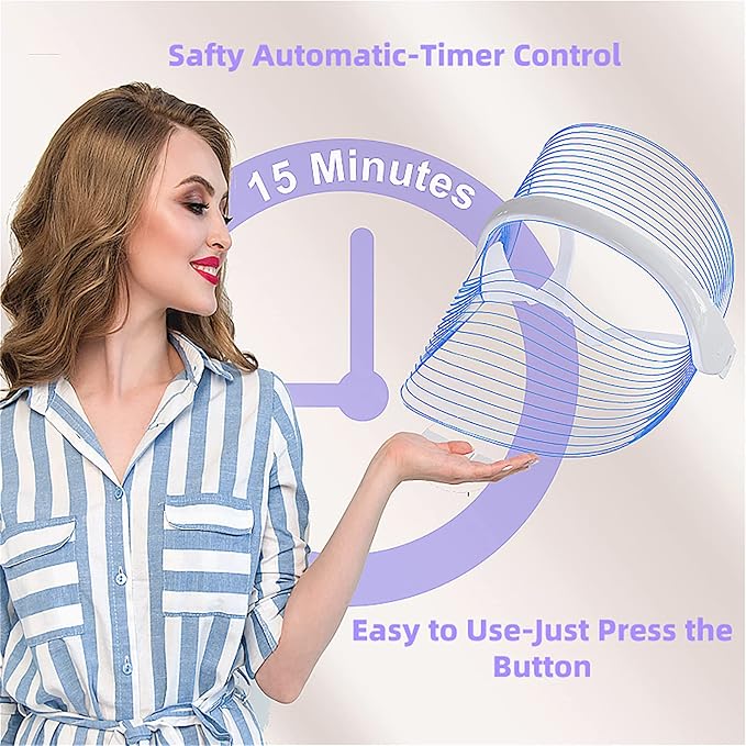 L E D Face Mask Light Therapy, 7 Colors L E D Light Therapy Mask, Red & Blue Light Therapy for Face, Light Mask for Skin Care, Portable Rechargeable