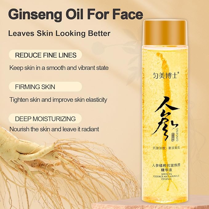 SUNDEER Ginseng Extract Liquid，Ginseng Polypeptide Anti-Ageing Essence，Ginseng Extract Anti-Wrinkle Original Serum Oil，Korean Red Ginseng Serum for Reduce Fine Lines, Moisturizing (1 Bottle)