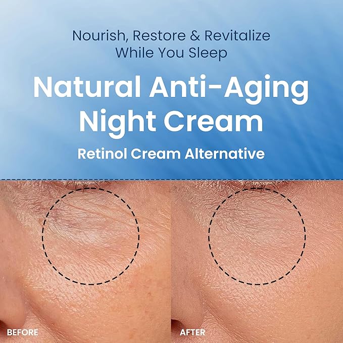 THENA Overnight Recovery Cream Anti Aging Night Cream Natural & Organic Skin Care With Regenerating Collagen Night Face Moisturizer For Women & Men