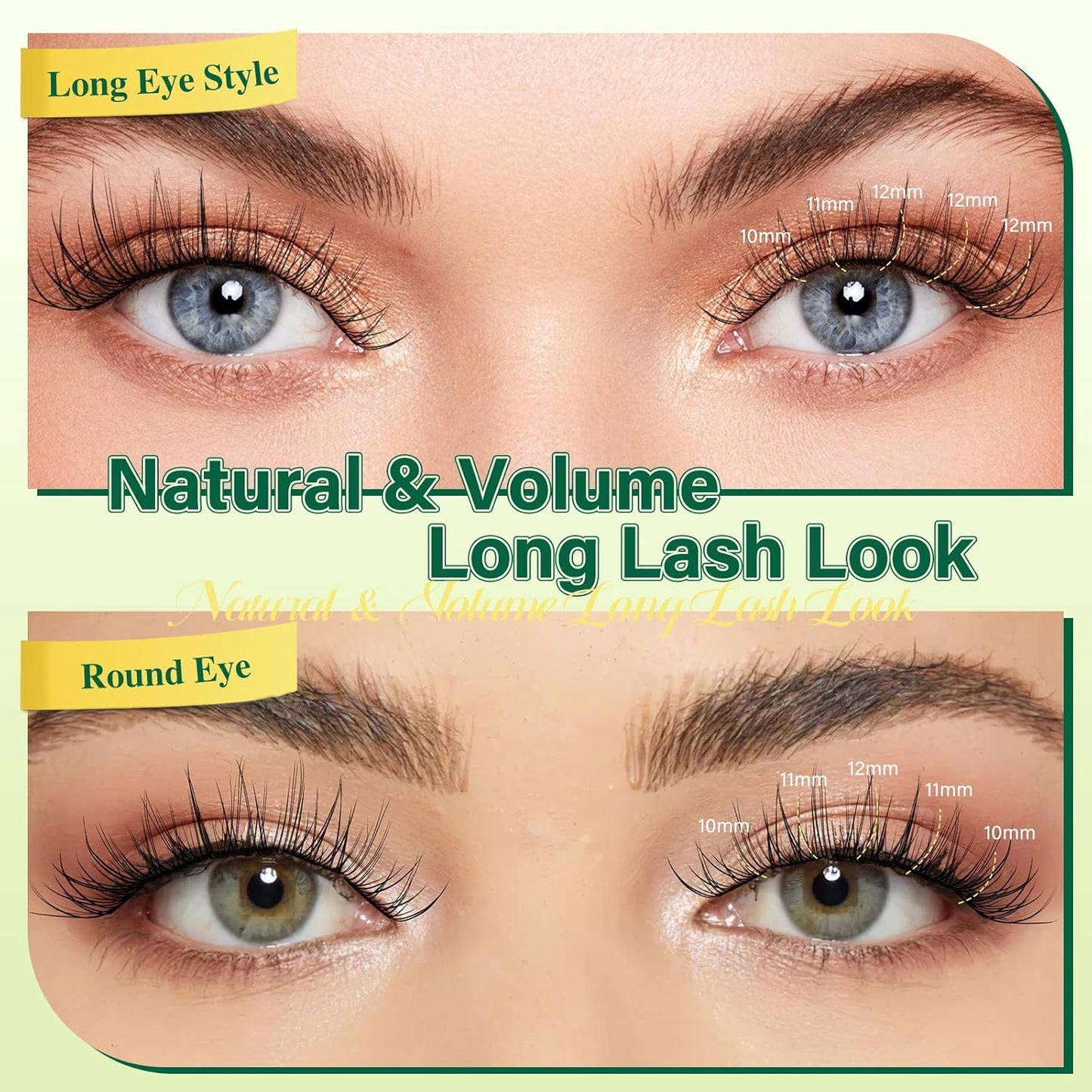 KEYYOULASH Lash Clusters Manga Lash Extension D Curl 144pcs 10-12mm Wispy Eyelash Clusters Natural Volume Eyelash Extensions Individual Lashes DIY at Home(KY10,D-10-12MIX)