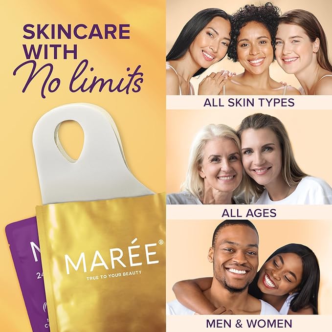 MAREE V Line Lifting Mask with 24K Gold - Deep Collagen Jawline Shaper with Retinol for Face Lift - Facial Skincare Chin Strap - Hyaluronic Acid, Vitamin E | V Lifting Face Mask