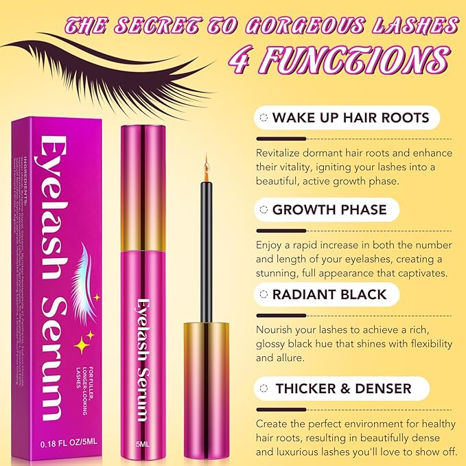 Lash Serum - 5ml Rapid Eyelash Growth Serum,eyelash serum,Growth Thickness, Stronger, Healthier Lashes & Brows, Vegan & Cruelty-Free