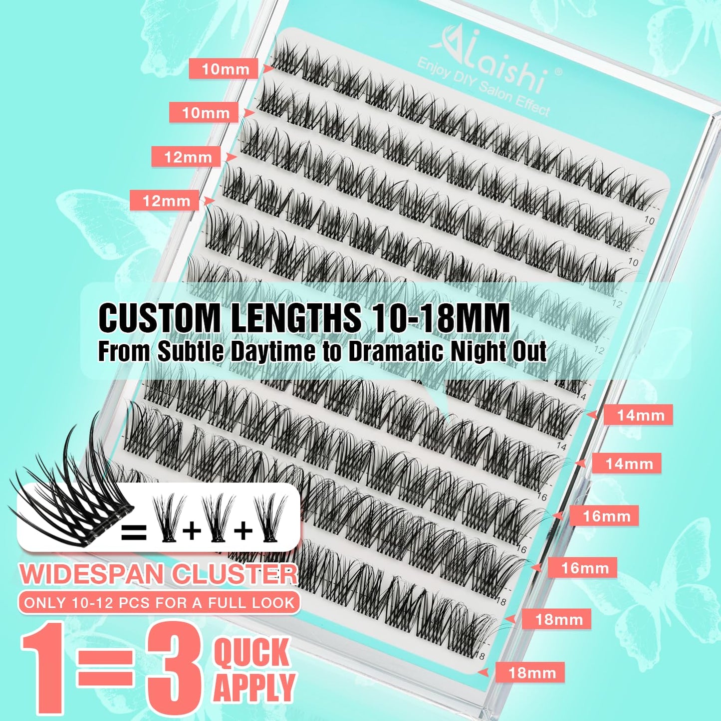 No Glue Needed Lashes, Self Adhesive Eyelashes, DIY Lash Cluster Eyelash Extensions Kit 10‑18mm,120pcs Fluffy D Curl Soft Natural Lashes with Tweezers–Fake Cat Eye Wispy Individual Clusters(NGDY101)