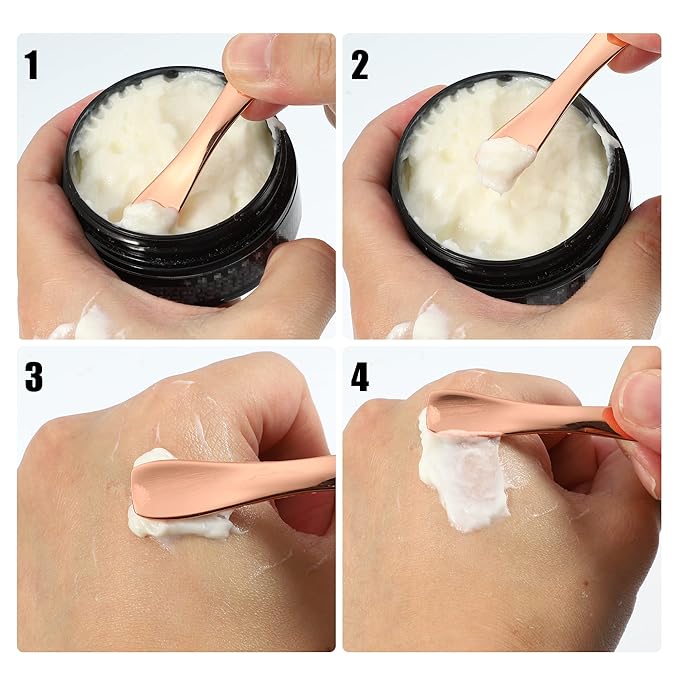 VOCOSTE 3 Pcs Makeup Spatula Mini Spoon, Eye Cream Massage Sticks Beauty Scoop, for Facial Cosmetic Face Cream, Zinc Alloy Heart Shape 2.36"x0.49", Gold Tone