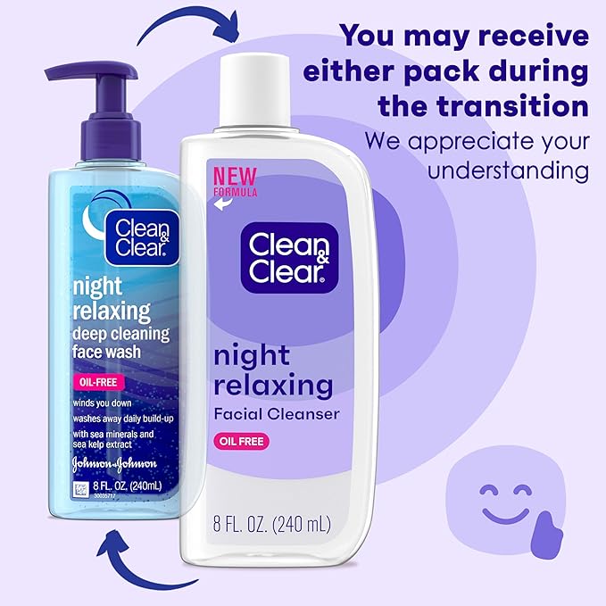 Clean & Clear Night Relaxing Deep Cleaning Face Wash, 8 Fluid Ounce (Packaging May Vary)