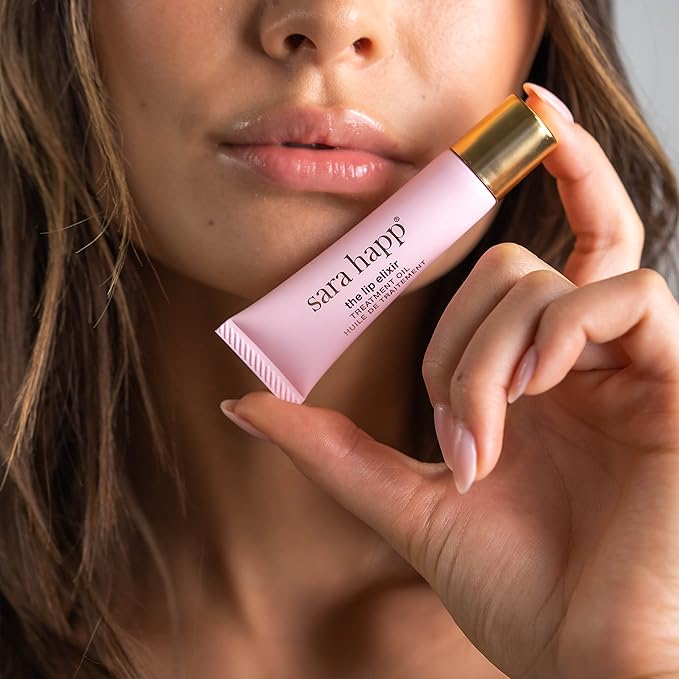 Sara Happ The Lip Elixir: Hydrating Lip Treatment Oil for Lips: Refine Fine Lines & Reduce Signs of Aging, Rejuvenating, Moisturizing with Jojoba Oil & Hyaluronic Acid, 0.45 oz.