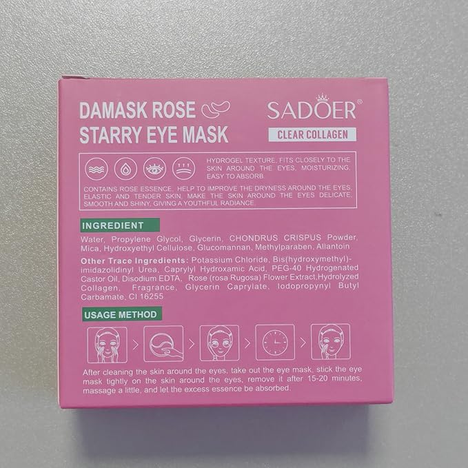 Rose Eye Patches 2-Pack (120 PCS), Hydrating & Soothing Eye Mask Skincare, Anti-Aging Collagen Eye Gel, Under Eye Patches for Puffiness | Alcohol-free & Phthalates-free